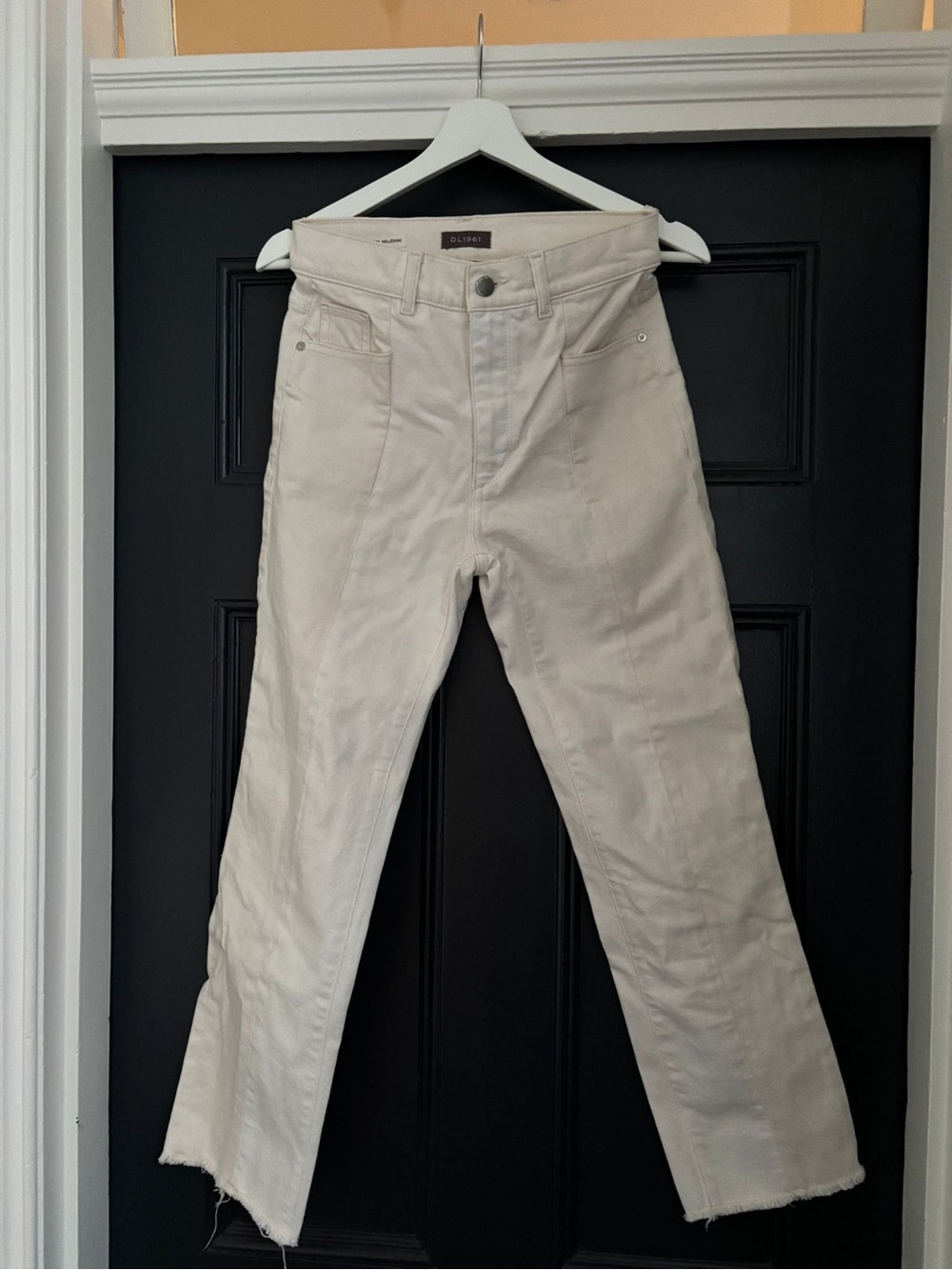 DL1961 Off-White High-Rise Straight Jeans
